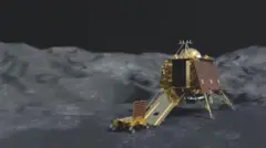 चंद्रयान -2 च्या विक्रम लँडरचं कल्पनाचित्र. चंद्रयान-3 मोहिमेतही इस्रो दक्षिण ध्रुवावर यान उतरवण्याचा प्रयत्न करणार आहे.