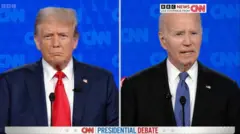 ට්‍රම්ප් ප්‍රහාරයට ලක් වන විට එක්සත් ජනපද ජනාධිපති බයිඩන් විවාදයේ දී පසුබසී