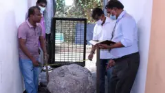 Gemologist Gamini Zoysa analyses the star sapphire cluster