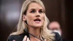 Frances Haugen addressing a Senate hearing on internet safety, 5 October 2021