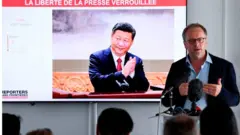 Reporters Without Borders (RSF) General Secretary Christophe Deloire speaks during a press conference to present the watchdog's World Press Freedom Index for 2018