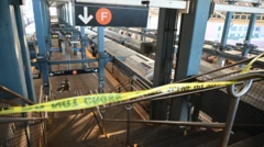 Polisi iri mu iperereza kuri stasiyo yo ku muhanda wa Coney Island-Stillwell Avenue, i Brooklyn, nyuma yuko umugore wari uri muri gariyamoshi atwitswe agapfa 
