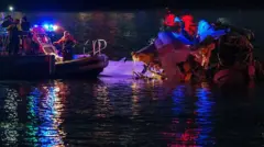 Barcos fazem resgate no rio Potomac após acidente em Washington