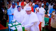 Buhari laying the budget proposal before the assembly