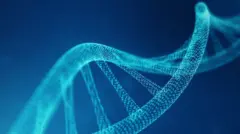 A stylised drawing of the DNA double Helix with 1s and 0s appearing in the bonds between the molecules to illustrate its synthetic nature