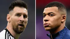 Messi (kiri) dan Mbappe (kanan)