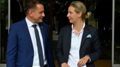 AfD'nin liderleri Tino Chrupalla (solda) ve Alice Weidel