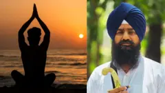 ਯੋਗਾ ਕਰਦੇ ਹੋਏ ਵਿਅਕਤੀ ਅਤੇ ਜਥੇਦਾਰ ਕੁਲਦੀਪ ਸਿੰਘ ਗੜਗੱਜ