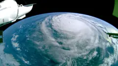 宇宙から撮影したハリケーン・ミルトン