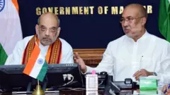 मणिपुर के मुख्यमंत्री एन. बीरेन सिंह और गृह मंत्री अमित शाह