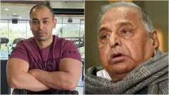 प्रतिक यादव आणि मुलायम सिंह यादव 