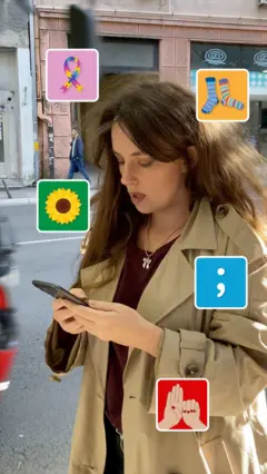 Simboli sunkocreta, tačka zarez, rasparene čarape