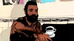 Сами қаҳвахонада