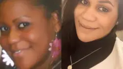 Colagem com fotos de Grazia, uma com a pele mais escura e outra mais cara