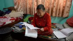 Granny taking exam