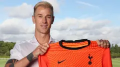 Joe Hart poses with a Tottenham shirt