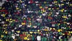 Cameroon fans in the Olembe stadium