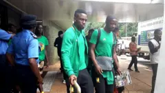 Cameroon players dey leave Younde hotel for Yaounde on Friday afternoon June 21, 2019.