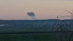 Fumaça na região da fronteira entre Polônia e Ucrânia