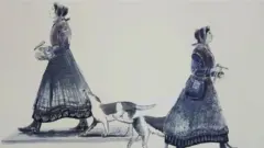 Artist's drawing of her project for the Mary Anning statue, which also includes her dog Tray