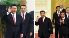 Ông Tập Cận Bình và Lý Khắc Cường (trái) và ông Lý Cường (phải) 