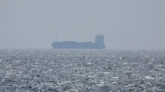 نمایی از کشتی باری در آب‌های تنگه هرمز 