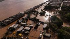 Inundação em Porto Alegre vista de cima