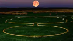 Ilustração das formações geométricas de terra da cultura Hopewell