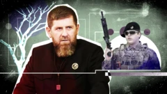 Коллаж: Рамзан Кадыров в строгом костюме и его сын Адам с оружием в руке, в темных очках и камуфляже