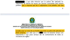 Trecho de relatório do Ministério do Trabalho e Emprego