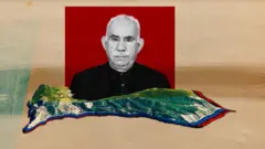 Abdullah Öcalan'ın fotoğrafını İmralı Adası üzerinde gösteren bir kolaj