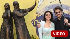 ‘டிடிஎல்ஜே’ திரைப்படத்திற்காக லண்டனில் திறக்கப்பட்ட ‘ஷாருக்கான்- கஜோல்’ சிலை