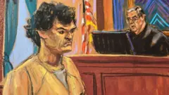 バンクマン＝フリード被告の法廷スケッチ画