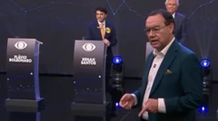 Renan Santos e Ronaldo Caiado, à esquerda e à direita, e Augusto Cury à frente