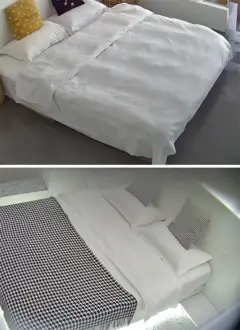 Imágenes captadas con una cámara espía que muestran claramente y de cerca la cama de un hotel