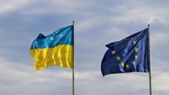 Ukrayna ve AB bayrakları