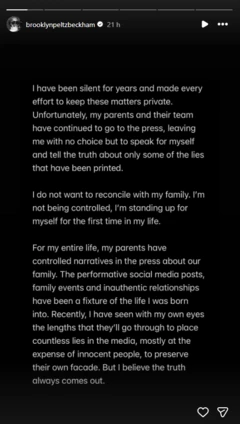 Una publicación de texto de Brooklyn Beckham en Instagram