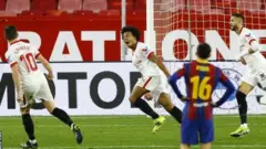 Sevilla celebrate their opening goal