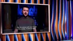 Volodymyr Zelensky addressed the Grammys audience