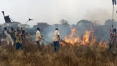 People putting out fire