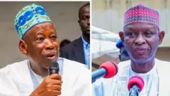 Aworan Umar Ganduje ati Gomina Abba Kabir Yusuf ti ipinlẹ Kano.