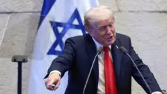 US President Donald Trump speaks in Israel's parliament