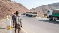 Imodoka zitwaye imfashanyo y'ibiribwa (ifoto yo mu bubiko)