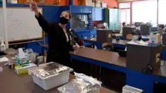 teacher with students in classroom