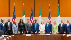 Members of di US-Nigeria joint working group discussing Nigeria's designation as country of particular concern by the US government, pose for photo after their meeting in Washington, USA, on Thursday, 13 August 2026.