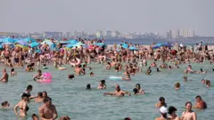 Playa repleta en Odesa