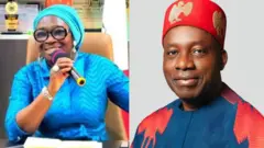 Foto Gọvanọ Charles Soludo na Sinetọ Uche Ekwunife