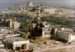 Vista aérea del del reactor 4 de la Planta Nuclear de Chernóbil, destruido tras la explosión del del 26 de abril de 1986.