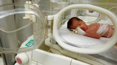La bebé Sabreen al-Sakani en una incubadora. 