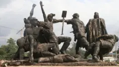 Sculpture depicting the Iva Valley Massacre